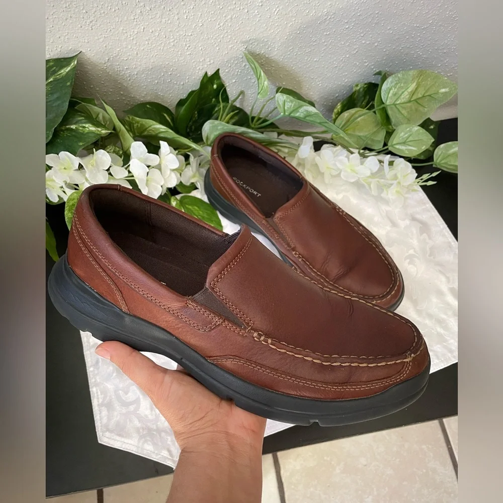 Rockport Men’s Leather Moccasins Size 9 Comfort Elegant Casual Trend